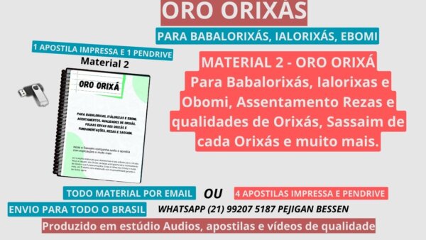 MATERIAL 2 - ORO ORIXÁ para Babalorixás, Ialorixas e Ebomi